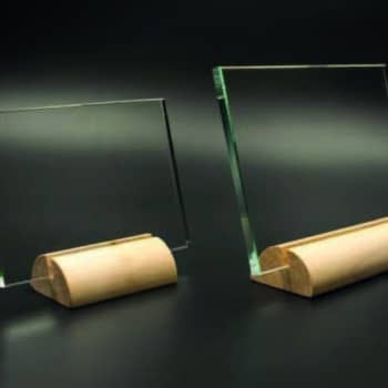 Plaque en verre personnalisée sur support bois